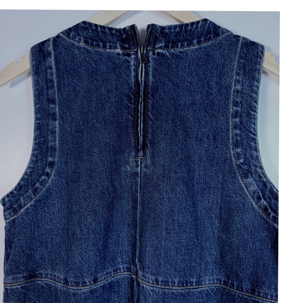 Banana Republic Jean Midi Dress M Zip Sleeveless Utility Western Casual Denim - Picture 5 of 11